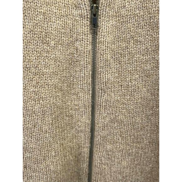 Vintage LL Bean Mens Brown Full Zip Ribbed Shetland Wool Cardigan Large - Picture 5 of 12